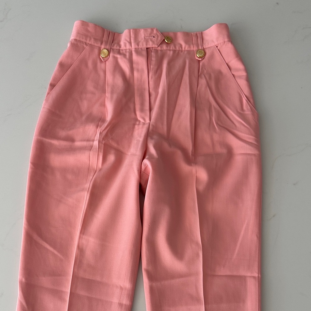 Escada Pink Trousers with Gold Buttons